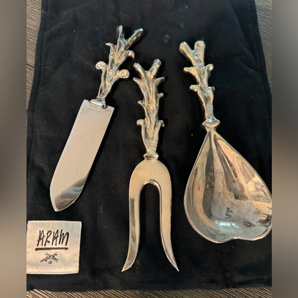 Michael Aram 3 Piece I Love You Serving Set Silver Plate Hearts 90's